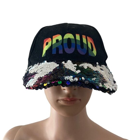 Collection Eighteen Baseball Hat Proud Pride Multicolored Sequins One Size - Picture 6 of 10